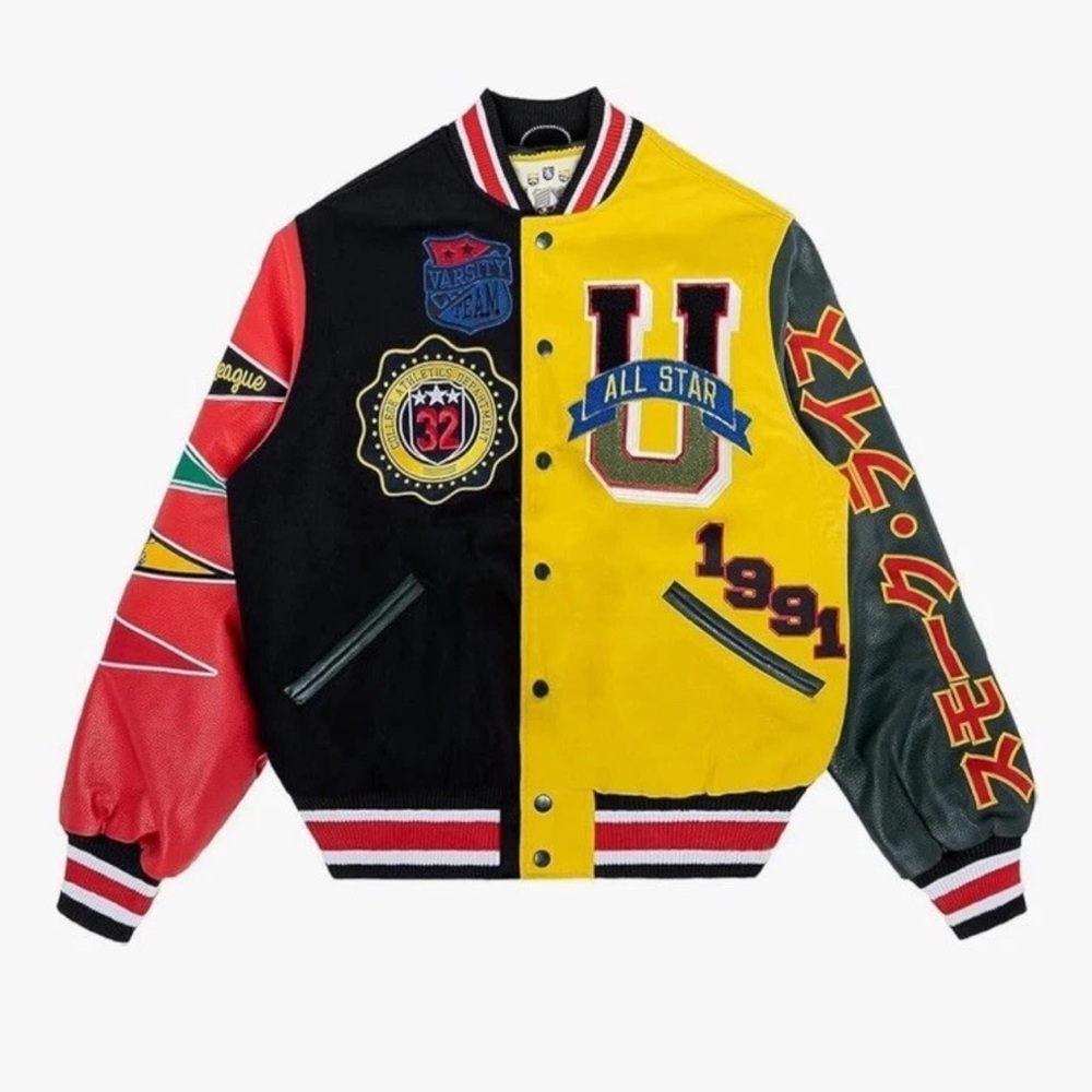 Smoke Rise Unisex All Star Varsity Jacket Baseball Leather Street Coat Size XS